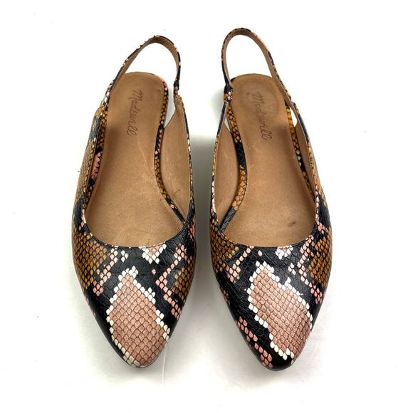 Madewell Margot slingback brown blush snake print pointed toe flats size 7.5 - Picture 2 of 6